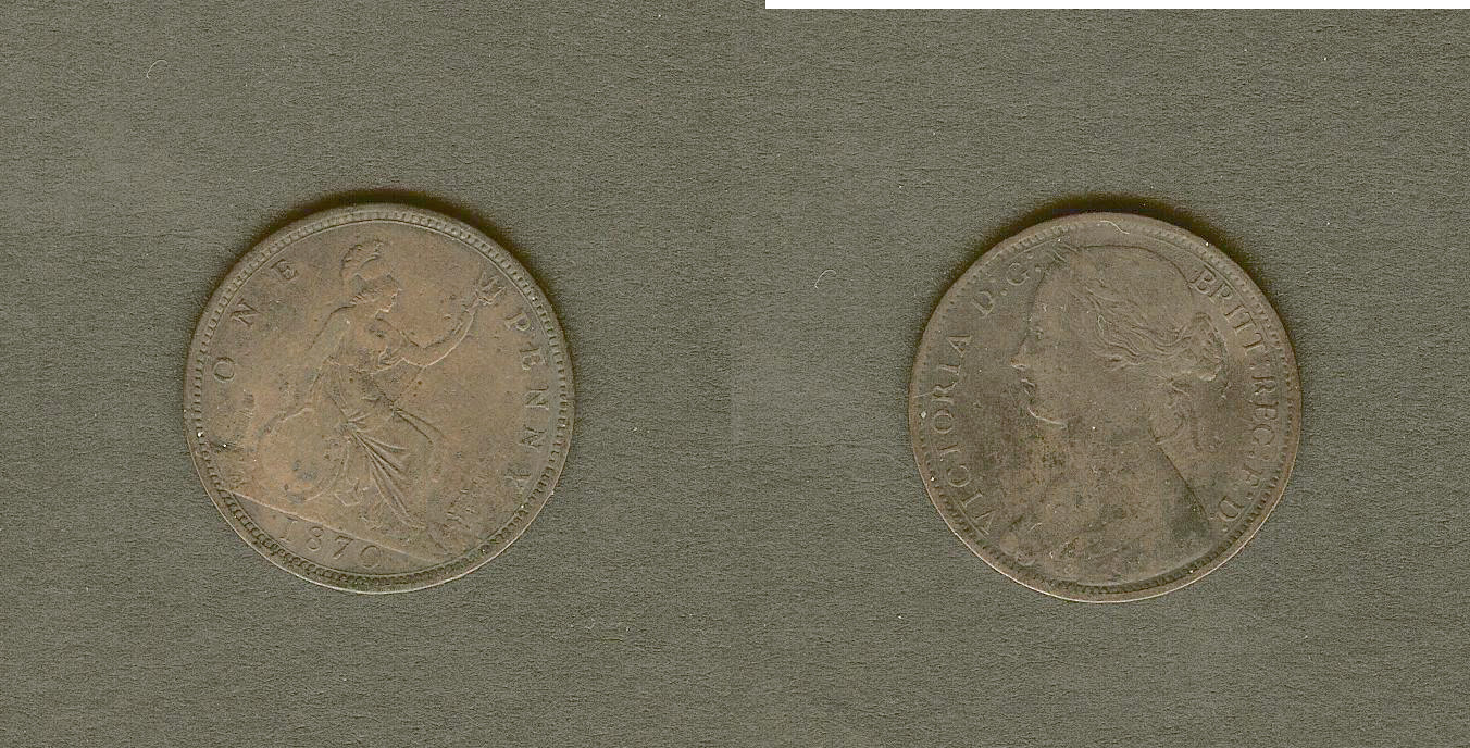 English penny 1870 aVF